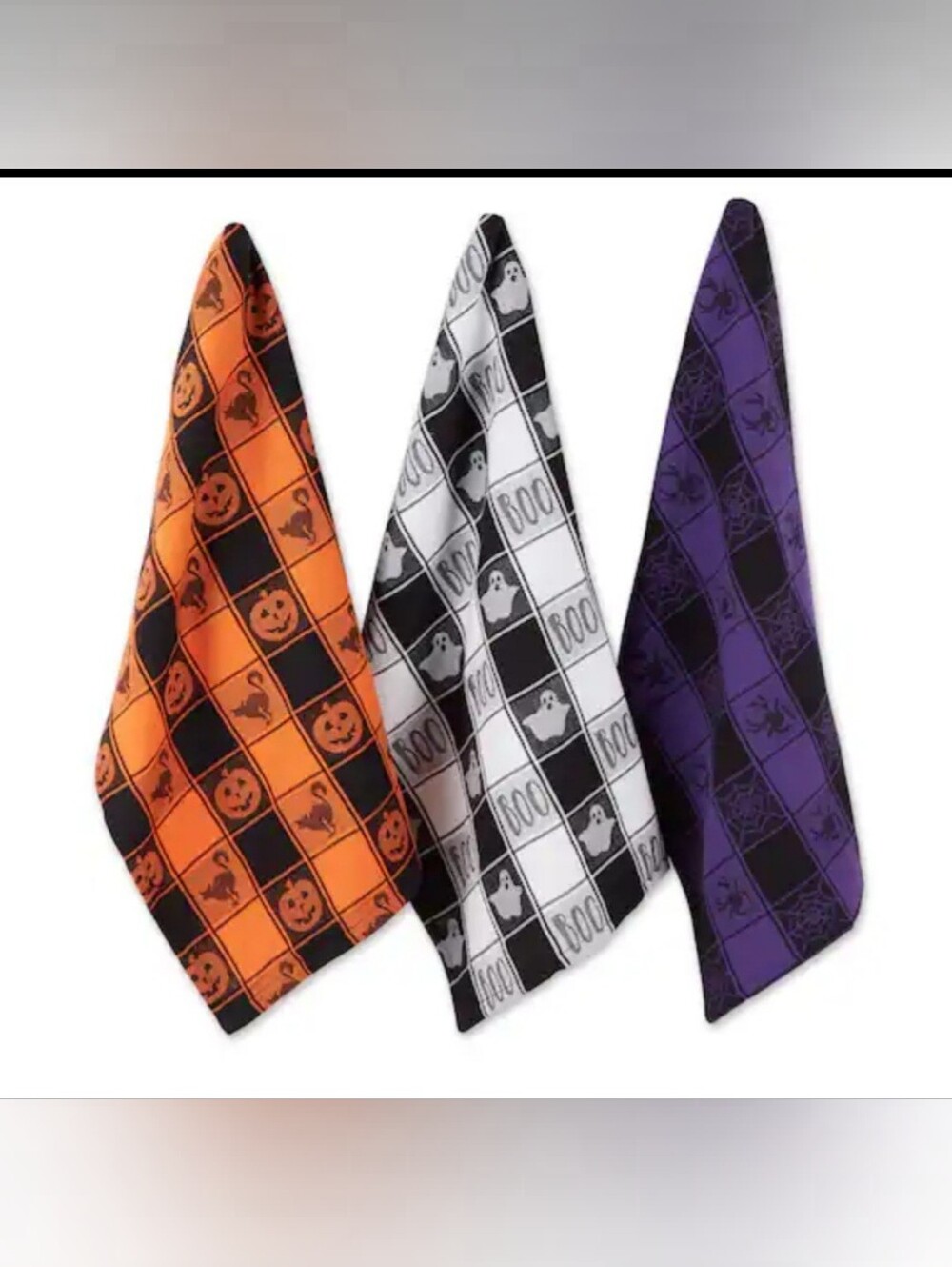 Design Imports, 3 Towel Set: Halloween Woven Check Jacquard Style